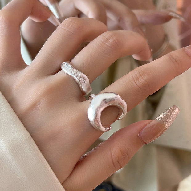 Frosted Curved Moon Ring