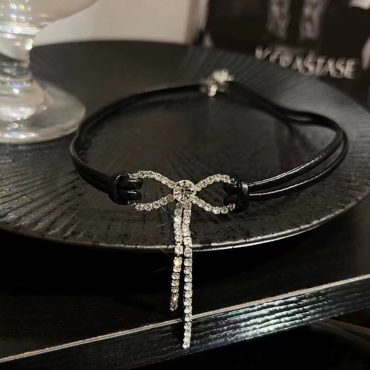 Bow & Crystal Pendant Necklace
