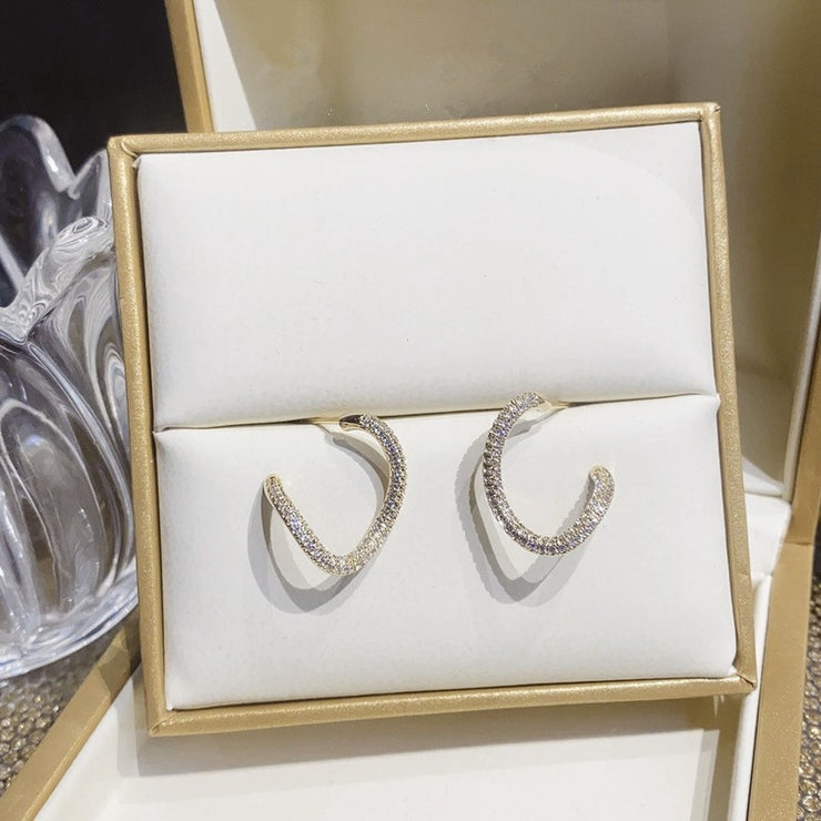 Zircon Curved Curve Earrings