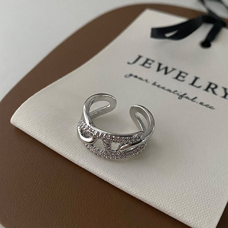 S925 Sterling Silver Simple Diamond Wrap Ring