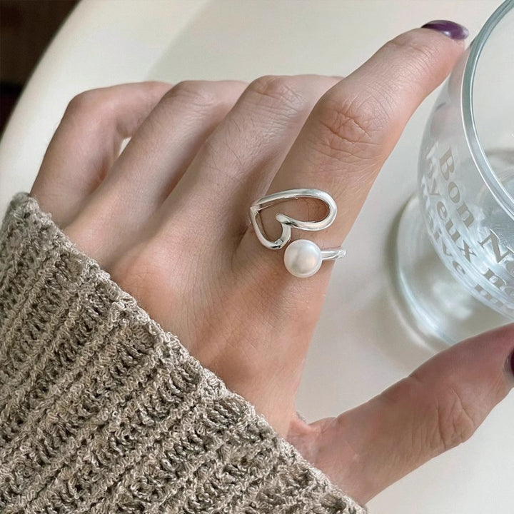 Love Pearl Line Adjustable Ring