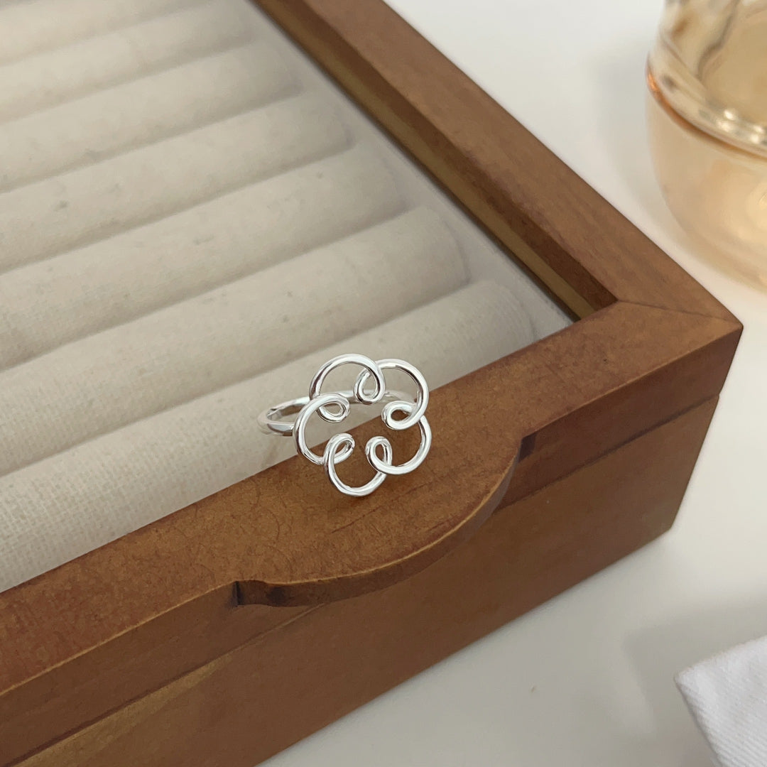 Line Skeleton Flower Adjustable Ring