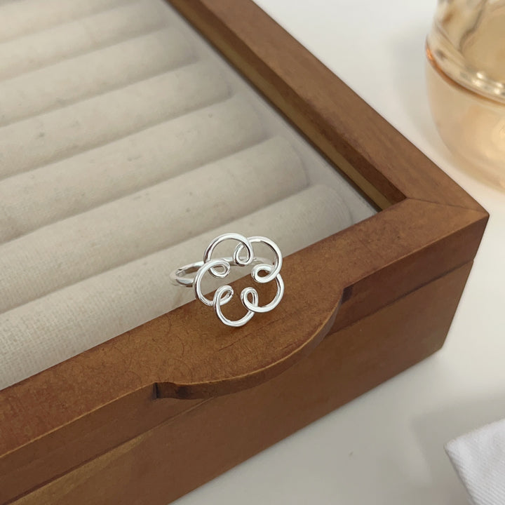 Line Skeleton Flower Adjustable Ring