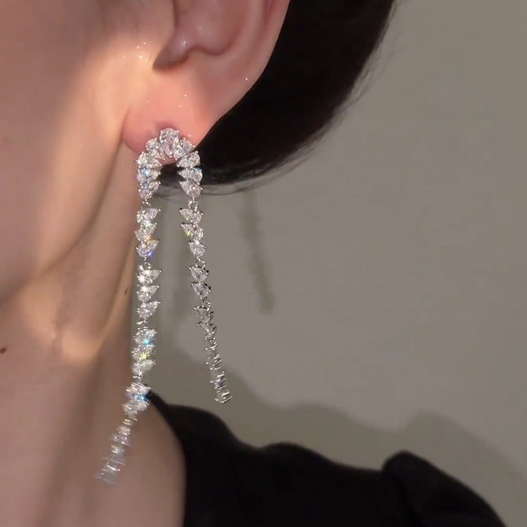 Diamond Zirconia Tassel Earrings