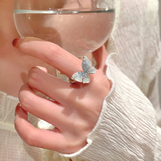 Ice Blue Butterfly Ring