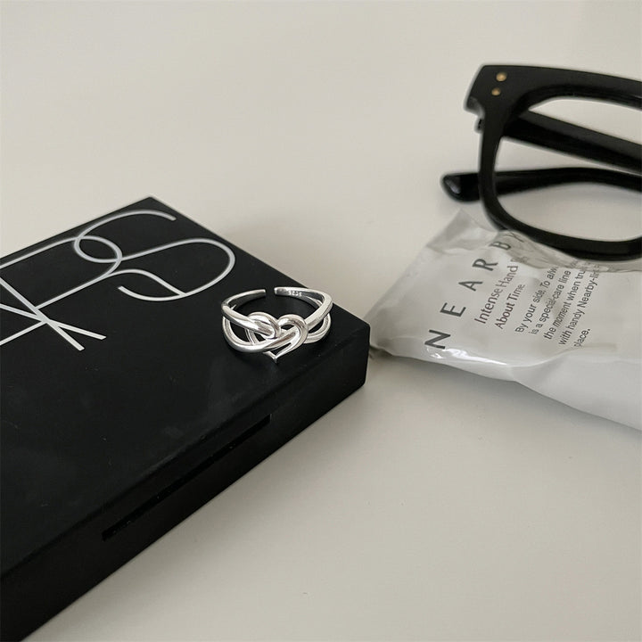 S925 Sterling Silver Intertwined Heart Ring