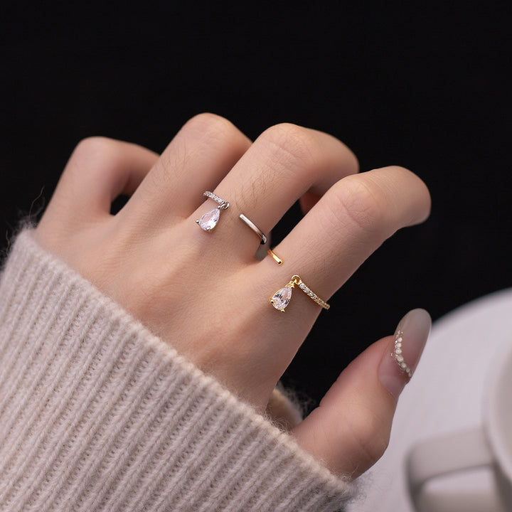 s925 Sterling Silver Drops Adjustable Ring