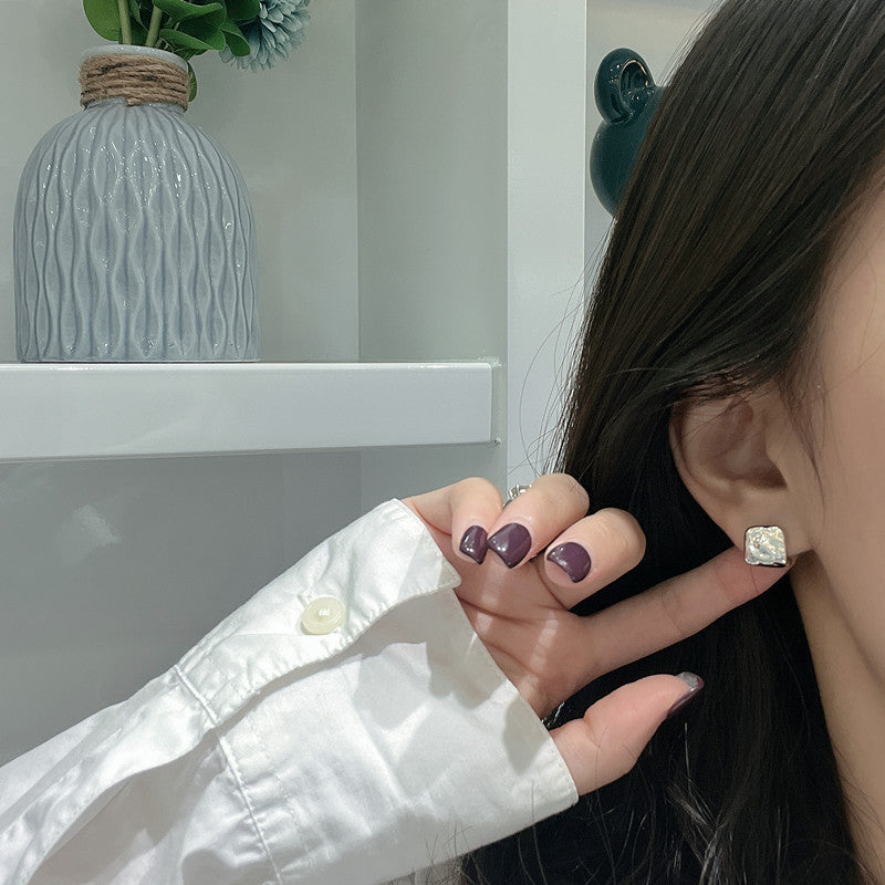 S925 Sterling Silver Vintage Square Earrings