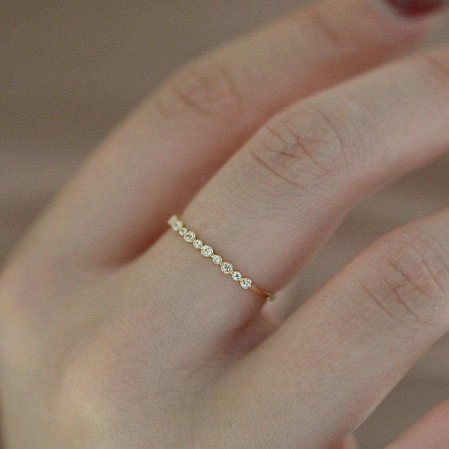 Minimal Micro Zircon Stacking Ring — Slim Band | Gold / Silver | S925 Sterling Silver