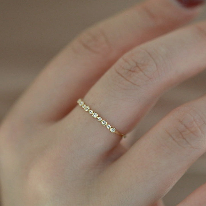 Minimal Micro Zircon Stacking Ring — Slim Band | Gold / Silver | S925 Sterling Silver