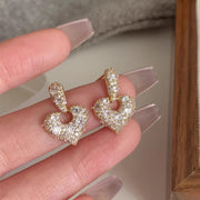 Full Diamond Heart Earrings