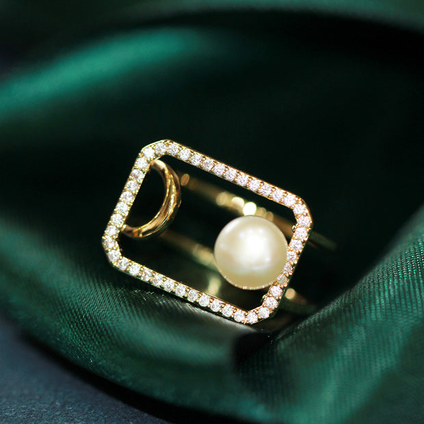 Minimalist Square Pearl Adjustable Ring