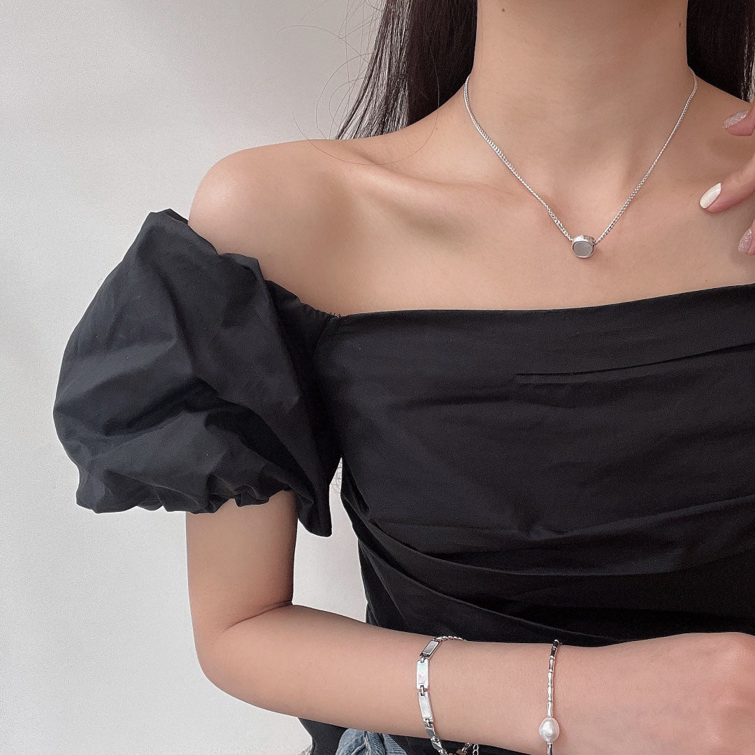 S925 Sterling Silver Shell Reversible Wearable Smile Necklace