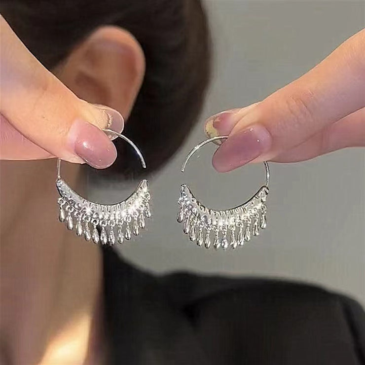 Circle Drop Tassel Earrings