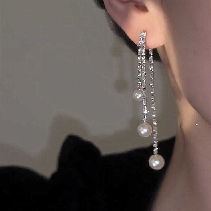 Spiritual Pearl Tassel Earrings