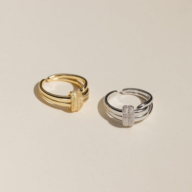 S925 Sterling Silver Ultimate Double Band Matte Sparkling Ring