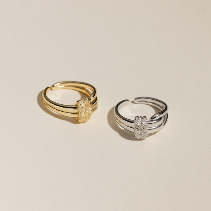 S925 Sterling Silver Ultimate Double Band Matte Sparkling Ring