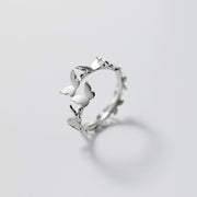 s925 sterling silver butterfly adjustable ring