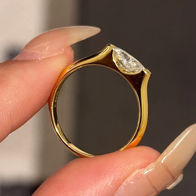 Horse Eye Zirconia S925 Sterling Silver Plated 18k Ring