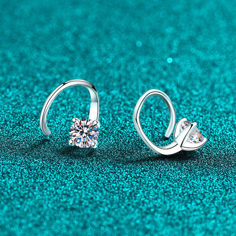 Round Moissanite Front-Back Hoop Earrings