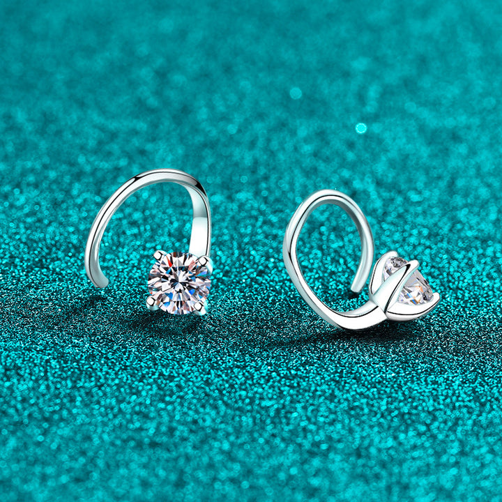 Round Moissanite Front-Back Hoop Earrings