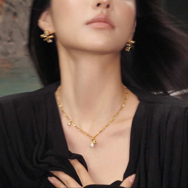 Crystal Drop Chain Necklace