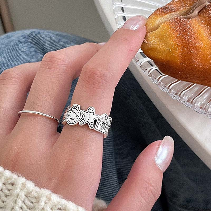 Gingerbread Man Adjustable Ring