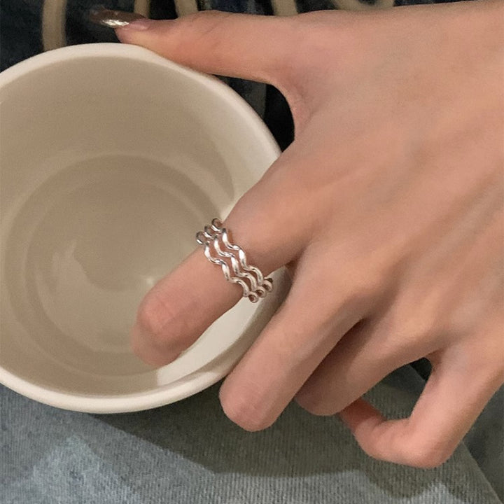 Sterling Silver Triple Wave Ring