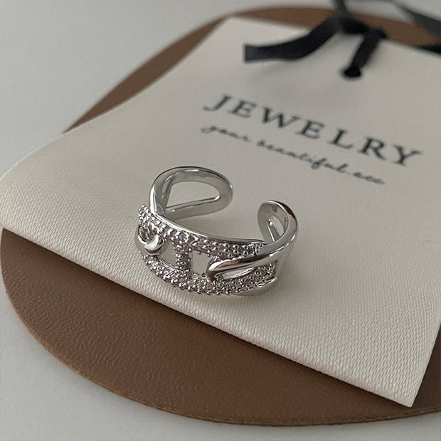 S925 Sterling Silver Simple Diamond Wrap Ring