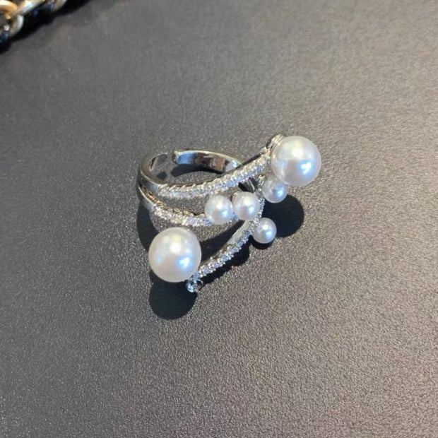 Personalised Twisted Diamond Pearl Ring