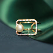 Minimalist Square Pearl Adjustable Ring