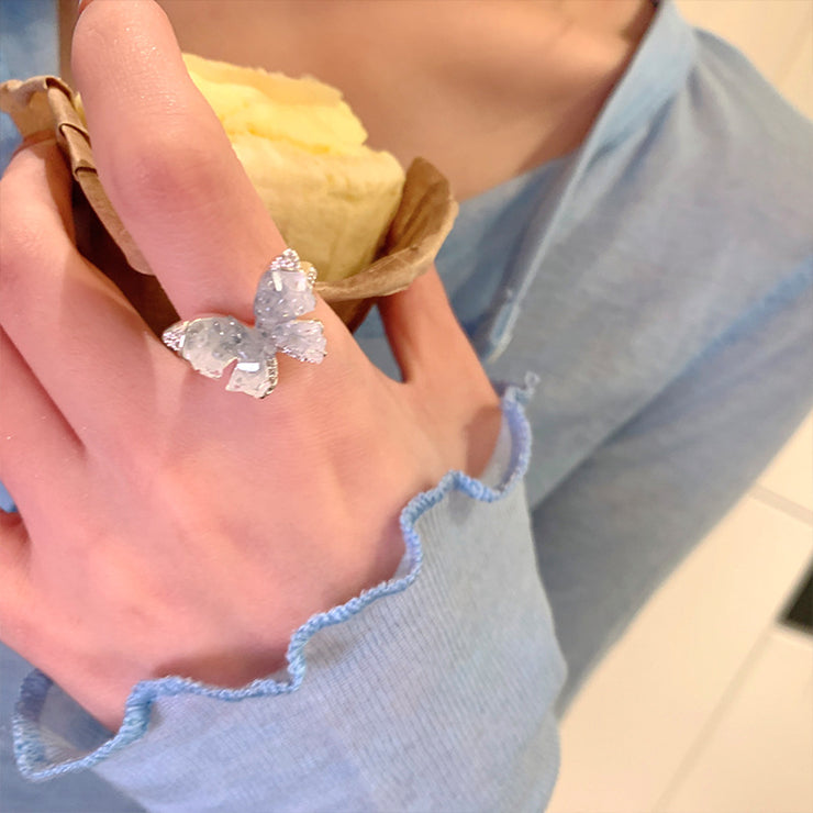 Ice Blue Butterfly Ring