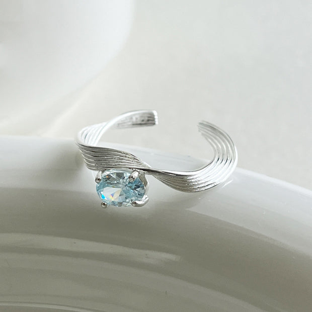 Blue Zirconia Wave Ring