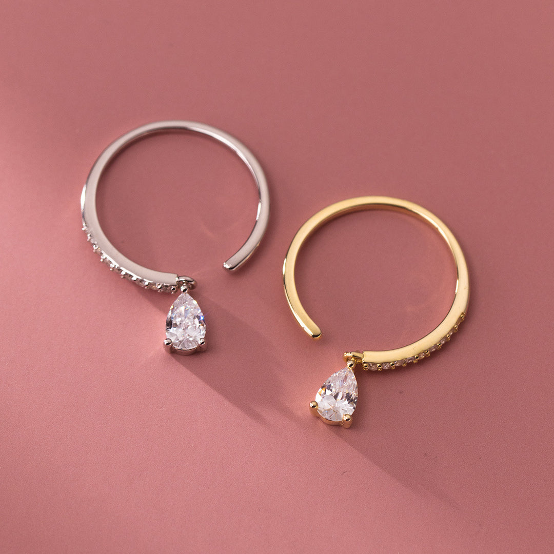 s925 Sterling Silver Drops Adjustable Ring