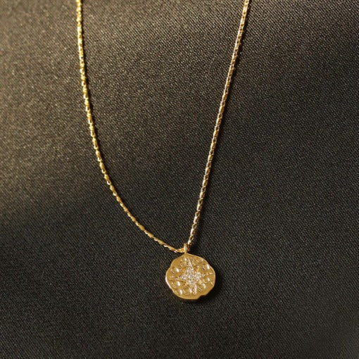 Polaris Coin Button Pendant Necklace