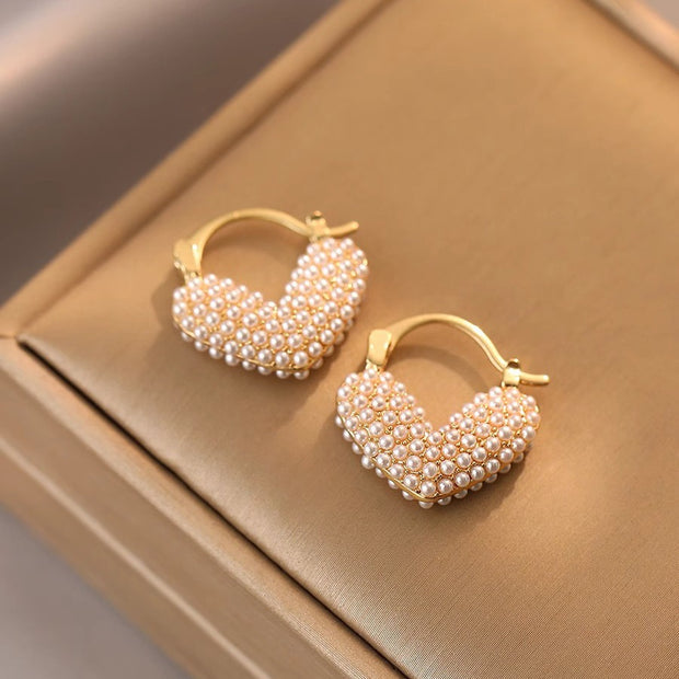 Pearl Heart Earrings