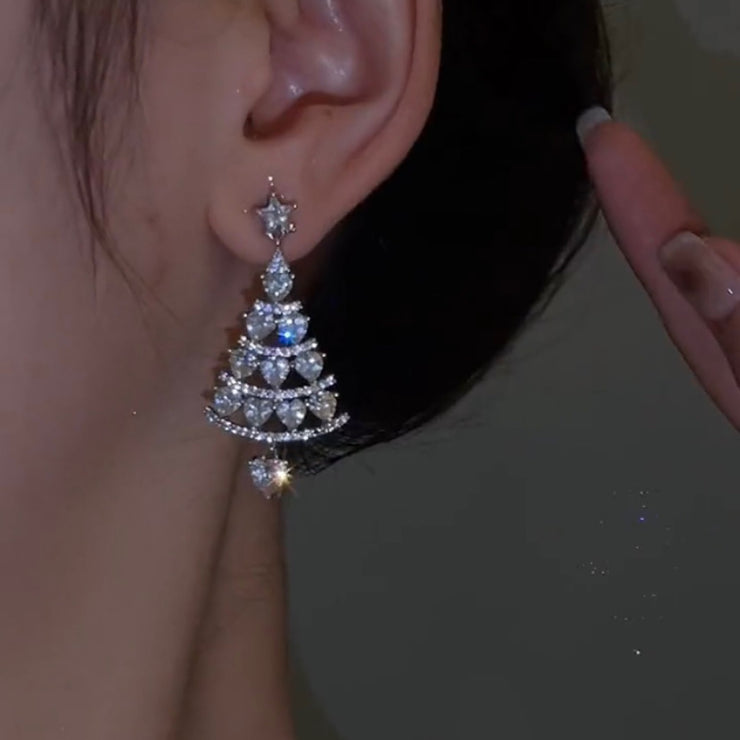 Sparkling Diamond Christmas Tree Earrings