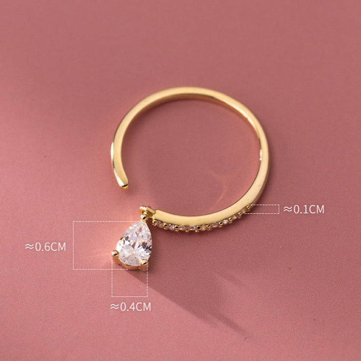 s925 Sterling Silver Drops Adjustable Ring