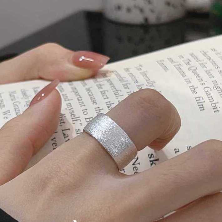 Brushed Textured Wide Band Ring