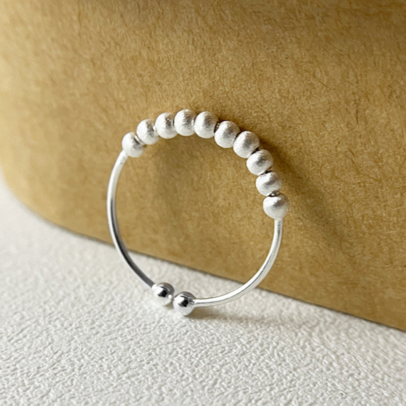 Fine Sterling Silver Frosted Bead Ring