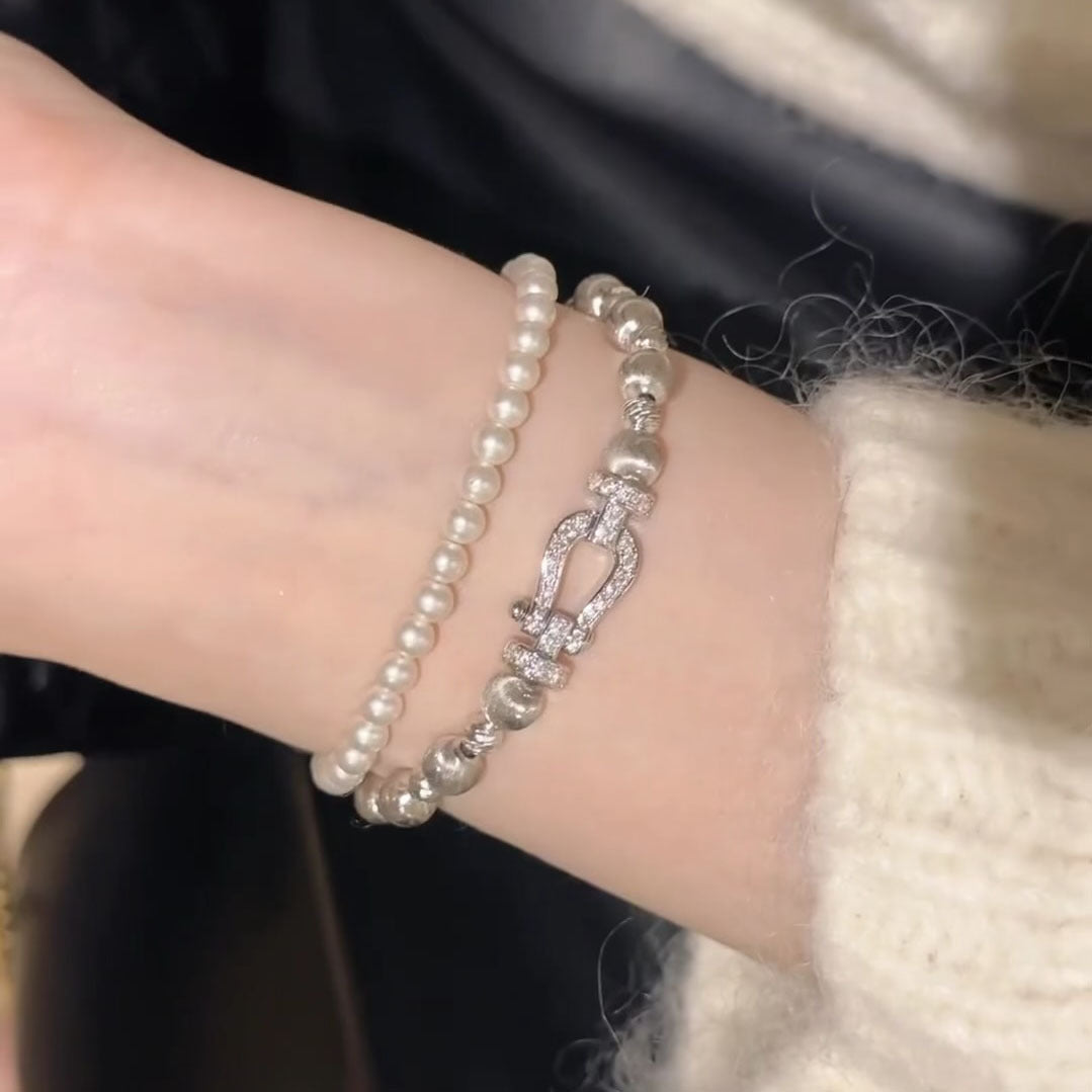 Cat's Eye Horseshoe-Shaped Diamond Bracelet