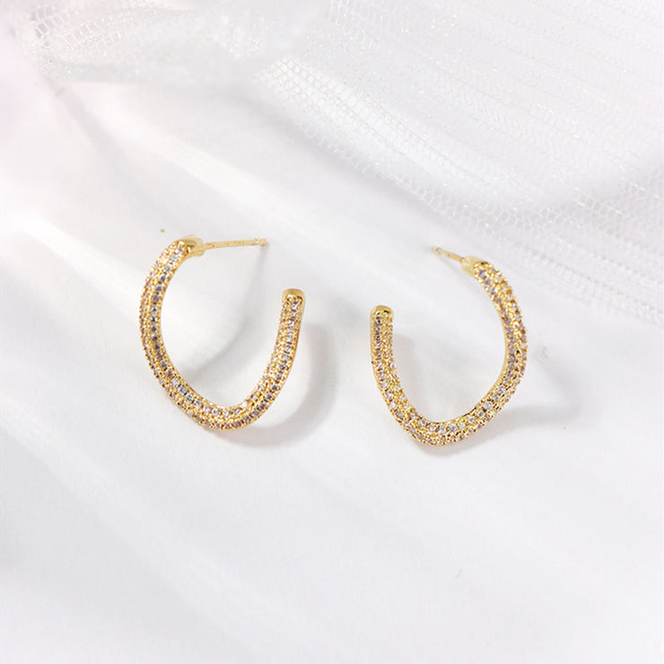 Zircon Curved Curve Earrings