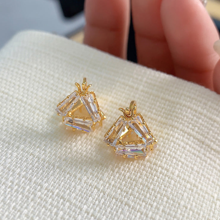 Delicate Triangle Diamond Earrings