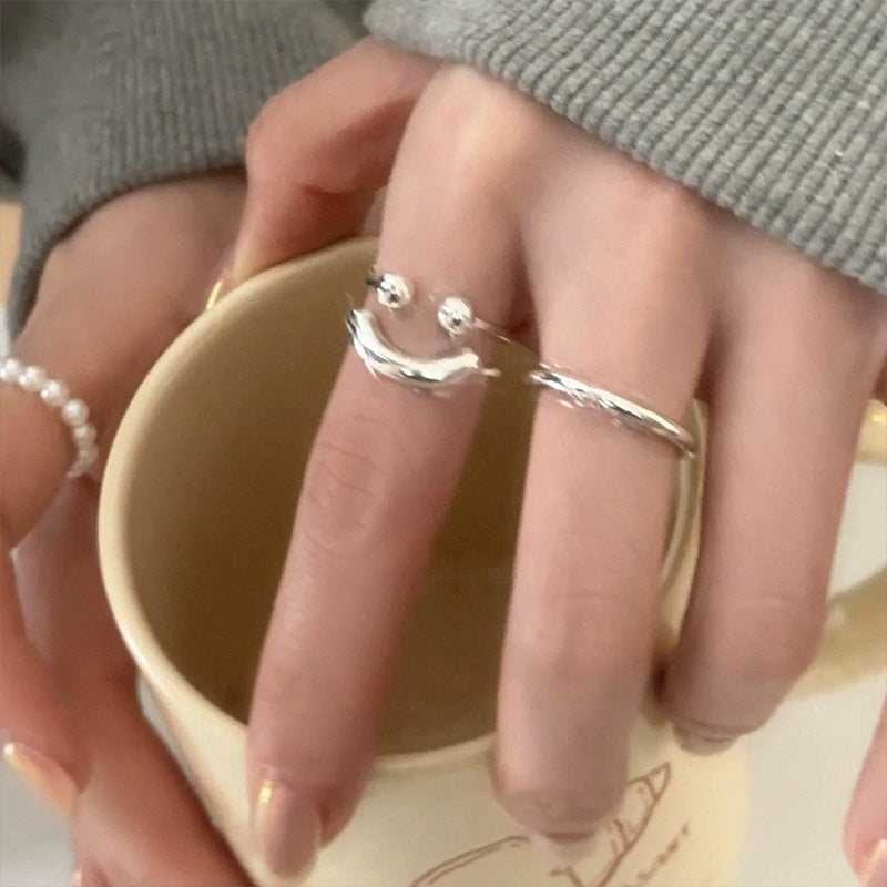 Smiley Face Sterling Silver Ring