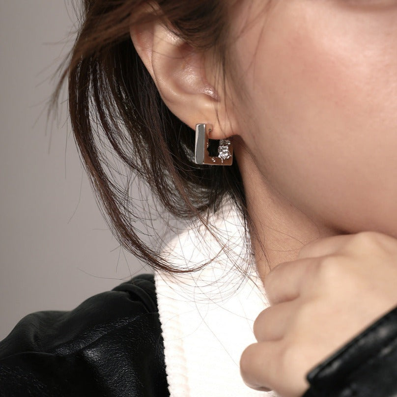 Square Eroded Hoop Earrings