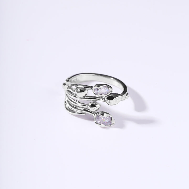 Sterling Silver Tulip Zirconia Ring