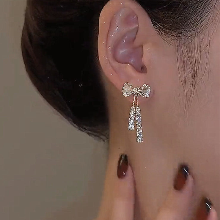 Ribbon Diamond Crystal Earrings