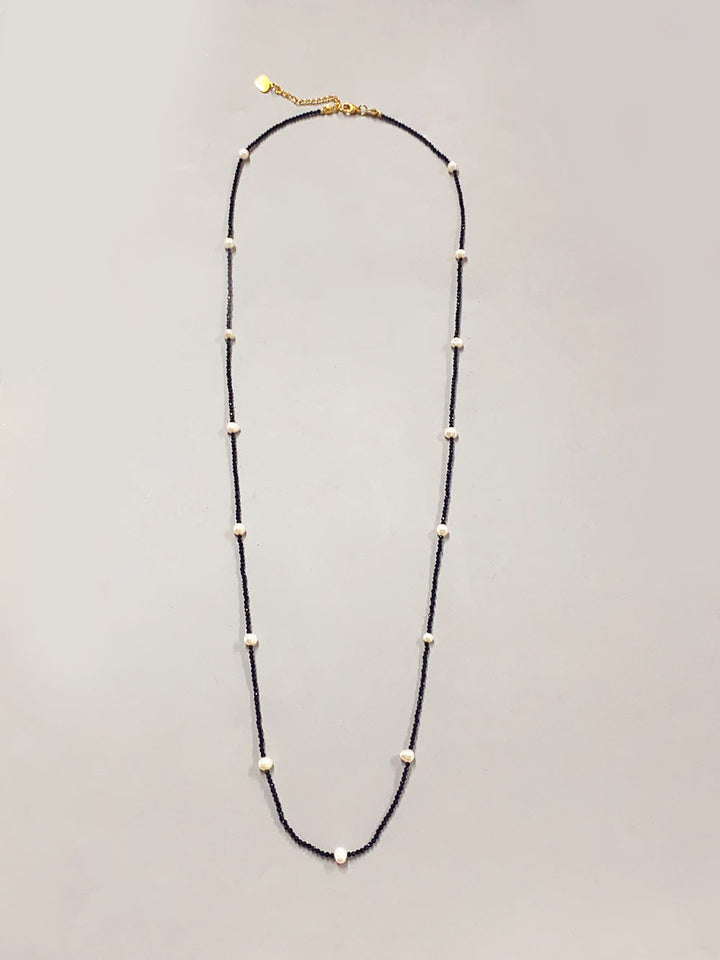 Stacked Black Spinel Pearl Necklace