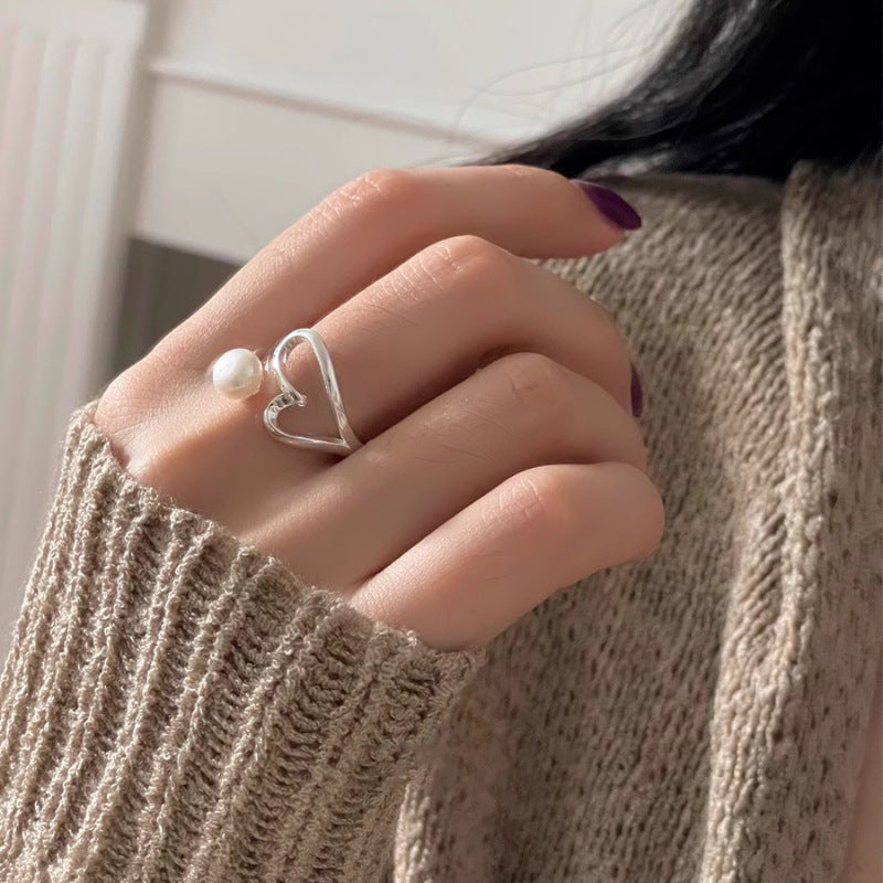 Love Pearl Line Adjustable Ring