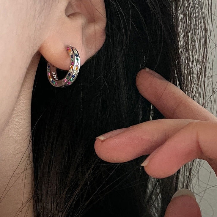Colorful Zirconia Hoop Earrings